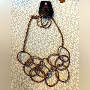 Rose gold fashion necklace and earring new